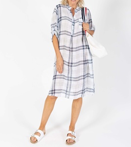 Women's Geometric 100% Cotton A-Line <b>Dress</b> Knee-Length <b>Loose</b> V-Neck Full Sleeve Casual Summer Breathable Eco-Friendly <b>Dress</b> - Product Image 5
