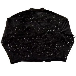 Streetwear surdimensionné personnalisé strass double couche T-shirt à manches longues pour hommes surdimensionné 100% coton entièrement personnalisé hommes chemise - Product Image 4