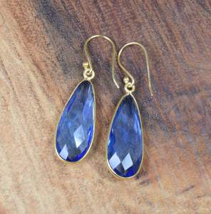 <b>Blue</b> Quartz Sterling <b>Silver</b> Gold Overlay <b>Earrings</b> Elegant December Birthstone Jewelry Gift for Anniversary - Product Image 3