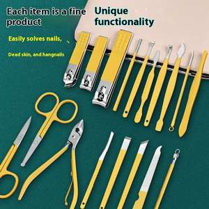 Ensemble de coupe-ongles professionnel en acier inoxydable Kit de manucure pédicure avec dissolvant de cuticules ciseaux pour le soin des ongles - Product Image 1