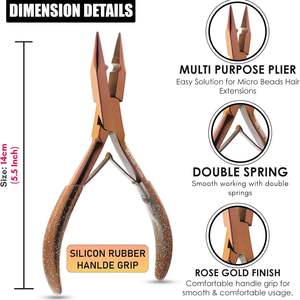 คีมต่อผมสแตนเลสที่เปิดลูกปัดนาโนดีไซน์ขากรรไกรคู่สำหรับวงแหวนขนาดเล็กแบบจีบสปริงคู่ - Product Image 4