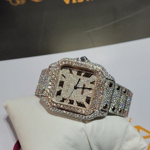 Đồng hồ kim cương vuông sang trọng với chữ số La Mã và vòng đeo tay tinh thể đầy đủ sang trọng tự động lấy cảm hứng từ chi tiết - Product Image 1