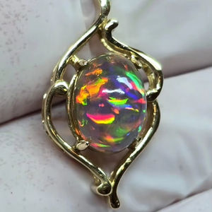 สร้อยคอจี้โอปอลสีเงินสเตอร์ลิง925สุดหรู14K ประดับเพชรลูกแพร์ชุบทองของขวัญสำหรับปาร์ตี้สำหรับผู้หญิง - Product Image 1