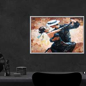 Modern Art Canvas Print - Tango Dancers, Brown, Kitchen Decor,1P:White <b>Framed</b> - Product Image 1