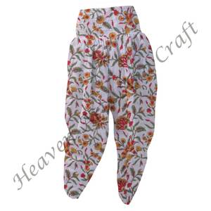 Pijama estampado de bloque de algodón, ropa de dormir estampada, pantalones para mujer con cintura elástica, ropa de dormir cómoda de algodón, pantalones Patiala - Product Image 4