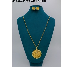Gold Plated Designer Dubai Jewelry Pendant Chain African Bridal Necklace Saudi Arabia <b>for</b> <b>Women</b> Wedding Jewelry Pendant <b>set</b> - Product Image 4