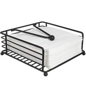 Cesta de servilletas de hierro con diseño de recorte floral que agrega belleza y utilidad a los espacios de comedor y mesas de restaurante - Product Image 4