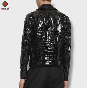 Blouson aviateur en cuir texturé, fait main, décontracté, pour l'hiver, fermeture éclair, col mandarin, taille personnalisée, service OEM pour hommes - Product Image 3