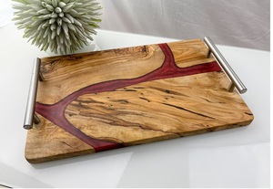 Último modelo de Ángel bandeja para servir río 4 Uds juego de posavasos Mti-Color resina de madera epoxi regalos hechos a mano bandeja de Arte de resina aguamarina - Product Image 2