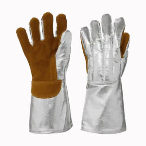Guantes de soldadura antiquímicos de cuero de vaca duraderos 100% resistentes al desgarro transpirable longitud personalizable para hombres industriales - Product Image 6