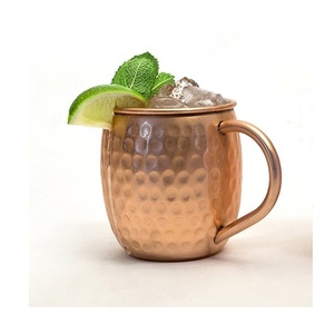 16 Oz Moscow Mule <b>Mugs</b> Pure Copper Cups Ergonomic Brass <b>Handle</b> for Cocktails Beer Beverages Anniversary Wedding Gift by Factory - Product Image 4