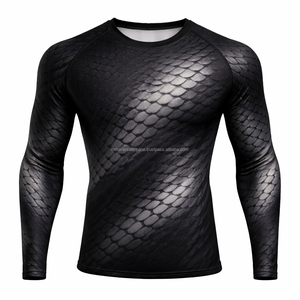 Chemises de protection anti-UV à manches longues pour hommes, coupe compressive, spandex/nylon, séchage rapide, anti-odeur, extensibles, pour le kickboxing, le BJJ, le MMA, vêtements de combat - Product Image 1