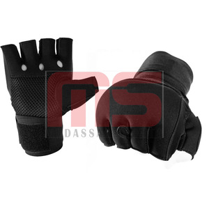 Gants de boxe avec mitaines rembourrées en gel Gants intérieurs demi-doigt avec logo personnalisé pour entraînement de fitness unisexe - Product Image 4