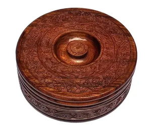 Boîte ronde en bois pour chapati pour la maison, l'hôtel, le restaurant, conteneur à chapati, boîte à succès, meilleure qualité en provenance d'Inde - Product Image 4