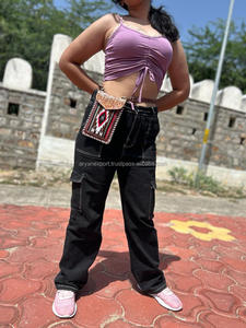 Mini sac à bandoulière en cuir véritable usiné Western Vintage pour téléphone avec tissu jacquard aztèque personnalisé Cowgirl - Product Image 2