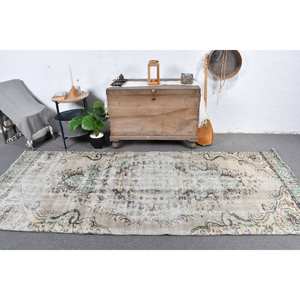 Alfombra turca hecha a mano Vintage 4,1X9,8 pies Beige verde Rectangular Aubusson diseño para sala de estar pasillo perfecto como alfombra de noche - Product Image 1