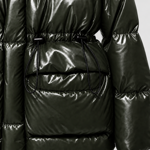 Manteau d'hiver à capuche unisexe pour femme, noir, imperméable, veste matelassée décontractée, coupe régulière, fermeture éclair, couleur unie, polyester, vêtements d'extérieur - Product Image 5