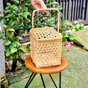 Cestas de Almacenamiento Rectangulares de Bambú Tejidas a Mano de Estilo Vintage con Diseños Florales, Organizador de Almacenamiento Hecho a Mano en Vietnam - Product Image 6