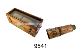 Brass hải lý la bàn với đồng hồ trong hộp gỗ Brass Pocket Compass Ấn Độ nhà sản xuất và xuất khẩu - Product Image 3