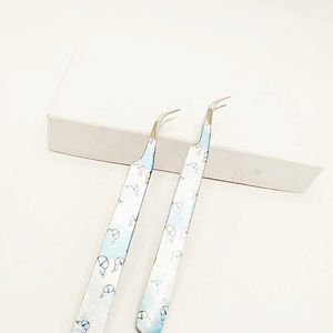 Pince à cils incurvée enduite de papier à thème papillon avec pointe polie et pince à épiler en acier durable pour extension de cils - Product Image 6