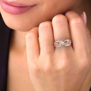 Offre spéciale diamant rond plaqué or 925 argent sterling bonne chance éléphant bague de mariage pour les femmes au prix de gros - Product Image 2