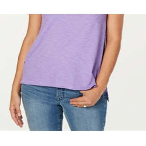 Canotta da donna Style & Co viola a fiori medi con occhiellatura, decorazioni in pizzo e tessuto lavorato a maglia - Product Image 3