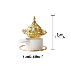 Nueva decoración del hogar Oriente Medio portátil islámico Ramadán árabe Bakhoor quemador de incienso de cerámica y Metal - Product Image 5