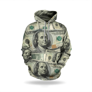Sweat à capuche en polaire brodé avec motif Dollars imprimé pour l'hiver |   Pull à thème monétaire pour hommes et femmes avec commandes de designs personnalisés - Product Image 4