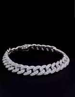 Bracelet chaîne cubaine pour homme en or 14K Lab Grown Diamond Round Hip-Hop