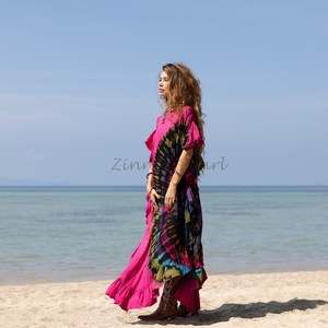 Body Cover Up de diseño premium para mujer Rayon Tie Dye Kimono Beach Cover Ups Poncho Caftan Dress a precios al por mayor a granel OEM - Product Image 2
