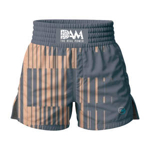 กางเกงขาสั้นเอวสูงสำหรับผู้ชายวินเทจแบบระเหิดสำหรับต่อสู้ MMA คิกบ็อกซิ่งการฝึกต่อสู้ไม่มีจีบปักลายดอกไม้ - Product Image 1