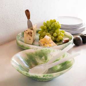 Plat de service en acrylique/céramique de haute qualité, motif marbré coloré personnalisé, design japonais écologique, bols à salade sans plomb - Product Image 3