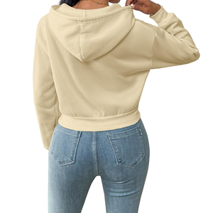 2025 Custom 100% Cotton <b>Women's</b> <b>Long</b> Sleeve Zip-Up <b>Hoodie</b> Breathable Lined Sweatshirts Jackets <b>for</b> Winter Spring Hooded Collar - Product Image 2