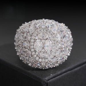 <b>Mens</b> 925 <b>Silver</b> Moissanite Oval Cluster Statement <b>Ring</b> Iced Pave Luxury Cocktail <b>Ring</b> White Gold Finish Handmade - Product Image 3