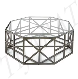 Mesa auxiliar de lujo moderna de acero plateado de buena calidad a la venta estilo único diseñador café Hotel muebles decoración mesa de centro - Product Image 6