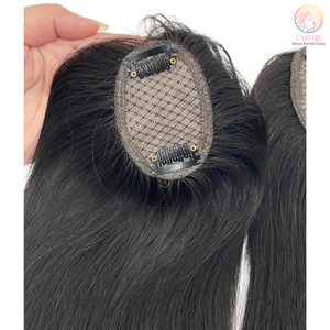 Cabello Real Premium hecho encaje transparente Color Natural Topper mujeres para cabello fino 16 pulgadas cabello humano vietnamita Topper - Product Image 3