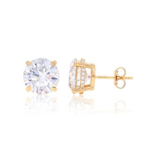 Pendientes de Botón con Halo Oculto de Diamantes Redondos - Product Image 3