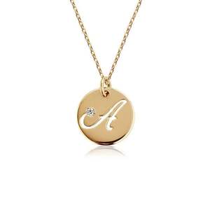 Jeulia Custom <b>Initial</b> Coin Pendant <b>Necklace</b> in Rose Gold Sterling <b>Silver</b> with Zircon - Product Image 1
