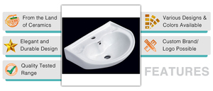 Petit lavabo ovale en céramique blanche suspendu au mur avec support de robinet monotrou pour salle à manger Prix raisonnable du fabricant - Product Image 3