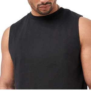 <b>Mens</b> Relaxed Fit <b>Black</b> <b>Tank</b> <b>Top</b> Soft Cotton Sleeveless Shirt with Subtle Logo Design Great for Everyday Casual or Gym Wear - Product Image 4