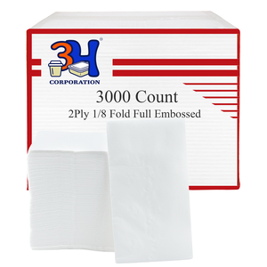 Tovaglioli Bianchi Monouso 3H 1/8 Fold, 2 Veli, 3000 Tovaglioli di Carta in Confezione Bulk (20 Pacchi, 150/Tovagliolo), Servilletta Premium per Ristoranti - Product Image 1