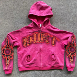 Service OEM Personnalisable 100% Sweat à capuche zippé graphique de haute qualité en coton polaire 300 à 380 g/m² - Product Image 3