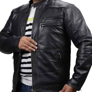 Veste en cuir pour hommes de qualité personnalisée la plus populaire Pakistan Article simple et simple cousu en cuir véritable - Product Image 6