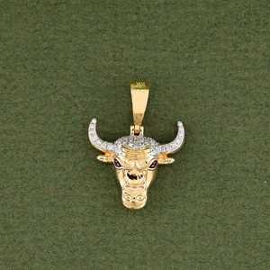 Colgante de cara del zodiaco Moissanite redondo corte brillante diamante chapado en oro colgante 925 Plata joyería fina colgantes y dijes - Product Image 1