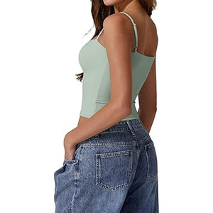 Camisetas de gimnasio de verano para mujer, camisetas sin mangas de talla grande con patrón sólido para ejercicio al aire libre y superventas de Deportes de vestir - Product Image 5