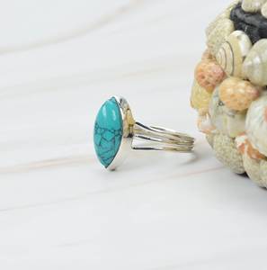 Marquise Cut Blue <b>Turquoise</b> Bezel Setting <b>Ring</b> Gemstone Beautiful Jewelry 925 Sterling Silver Wholesale Jewellery Handmade <b>Rings</b> - Product Image 3