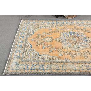 Alfombra de lana azul naranja Vintage 5,6X8,3 pies estilo clásico Tabriz área grande pasillo turco forma Rectangular alfombra de habitación de látex - Product Image 2