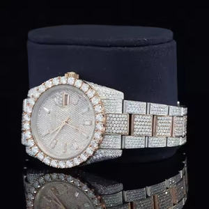 Montre-bracelet pour homme en acier inoxydable Halo Signature, quartz, diamant moissanite, brillance, cadran en cristal de saphir de 5 mm, luxe, plongeur - Product Image 3