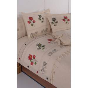 Juego de Ropa de Cama de Lujo de 6 Piezas con Diseño Floral Naranja, 100% Algodón, Funda Nórdica 200x220, Sábana Ajustable 160x200, Bordado para el Hogar - Product Image 5