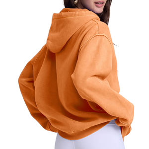 เสื้อมีฮู้ดขนาดใหญ่พิเศษสำหรับผู้ชายและผู้หญิงผ้าฝ้าย100% ลำลองซักด้วยกรดโลโก้ตามสั่ง - Product Image 4